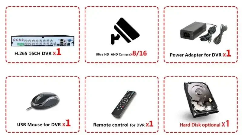 Sistema de cámaras de seguridad 4K, 16 canales, 8mp, 16 canales, Kit Dvr AHD para el hogar al aire libre, cámaras Ip de 5MP, 16 Uds., sistema de cámaras de seguridad de vigilancia