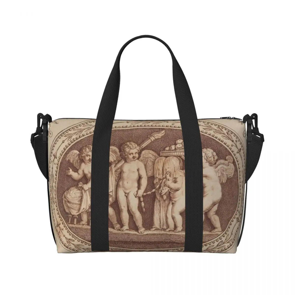 Custom Large The Marriage Of Psyche And Cupid Tote Bag Women Renaissance Angels Shoulder Shopper Gym Beach Travel Bag