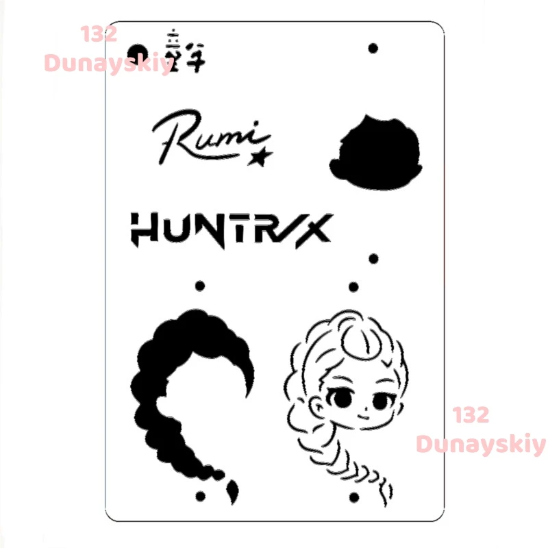 استنسل طلاء الوجه لشخصية الرسوم المتحركة Kpop Huntrix Rumi Mira Zoey مكياج كوسبلاي Kawaii لحفلات الهالوين وأعياد الميلاد #4