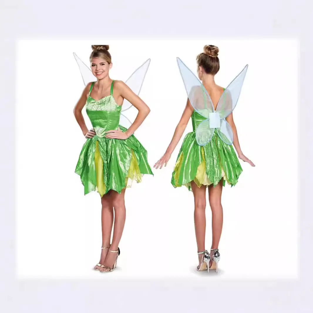المرأة مرحلة الأداء الجنية زي النمط الكلاسيكي الجنية قزم تأثيري هالوين أجنحة الفراشة فستان