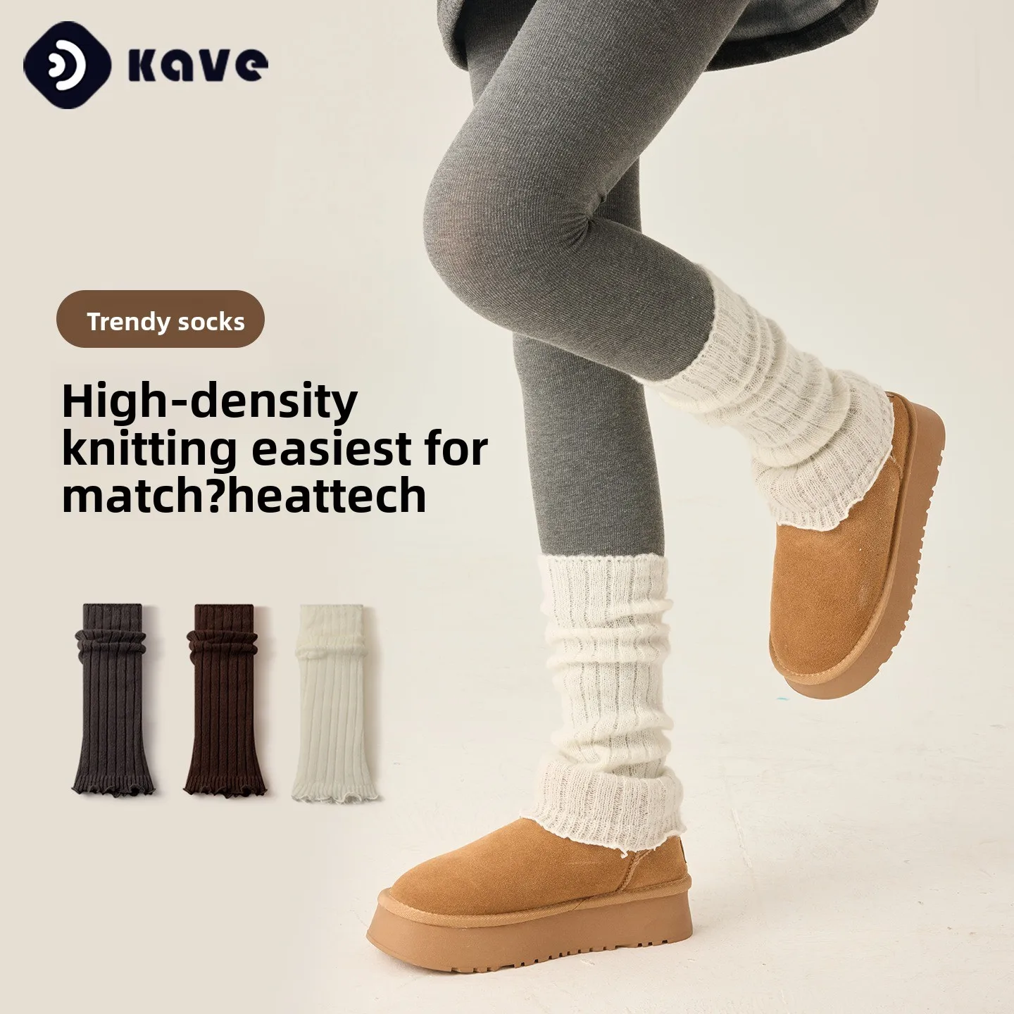 Kave Women Ruffle Slouch Socks Autumn Winter Warm Slim Knit Leg Warmers Calf Sleeves Leggings Accessories Leggings Accessories