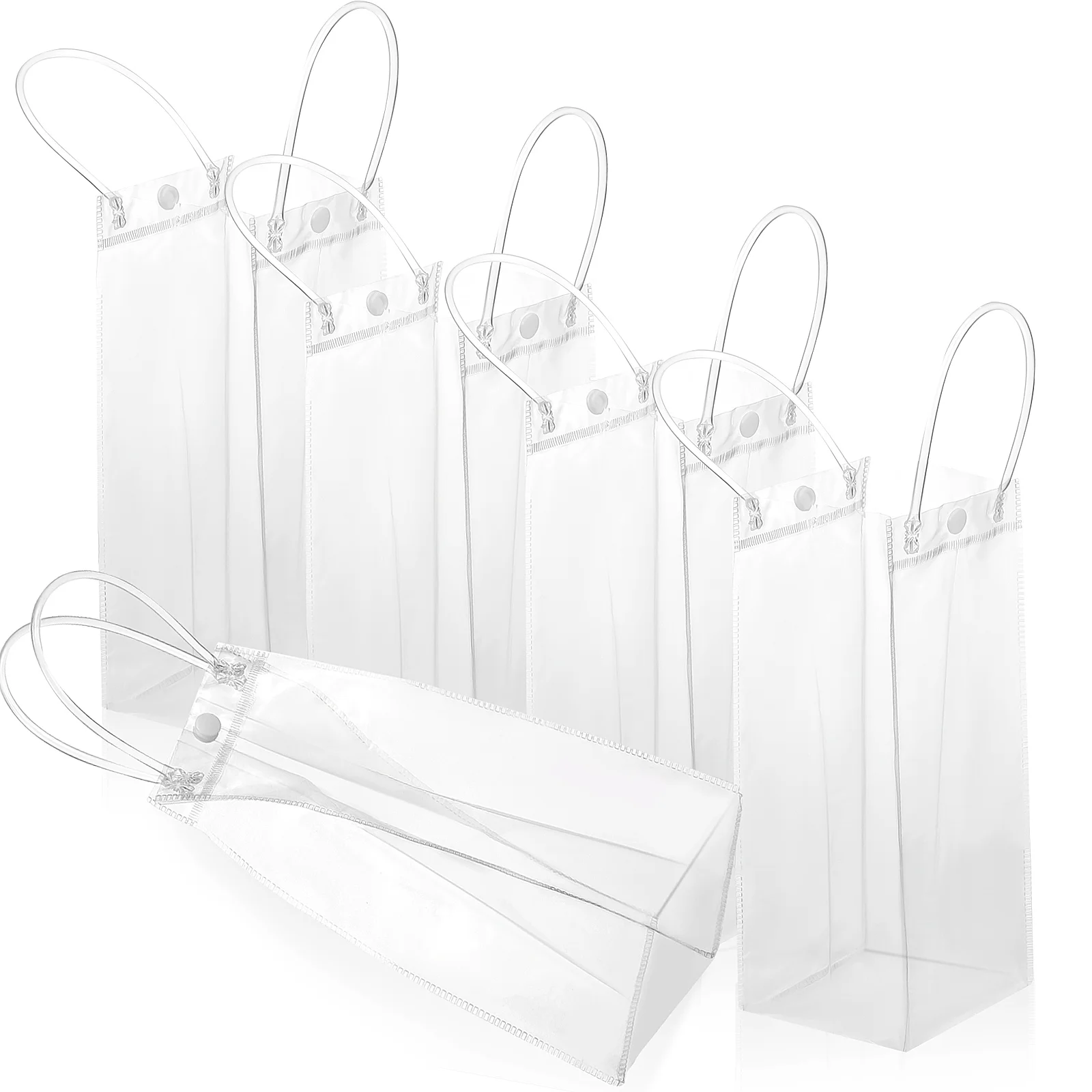 15 Pcs Clear Pvc Bags with Handles Transparent Handbag Pieces Plastic Bulk Baby Gift