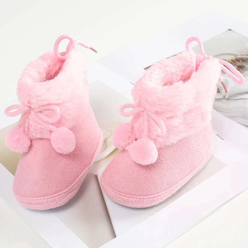 Toddler Baby Girls Boots Winter Warm Soft Sole Fluffy Cute Non Slip Shoes for Newborn Infant