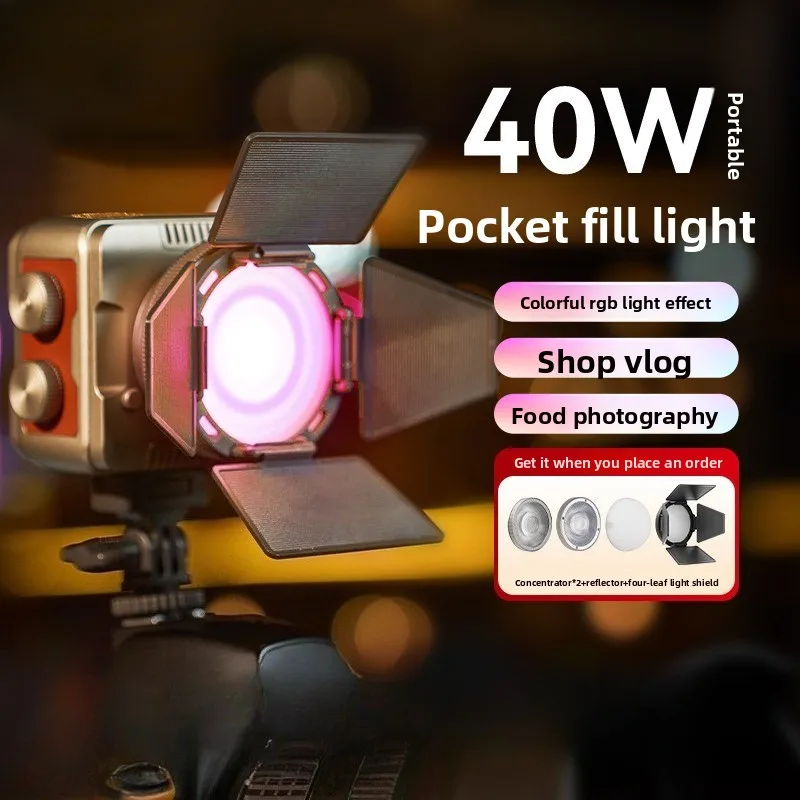 Mini RGB LED Fill Light 40W Handheld Soft Photography Lamp Portable Outdoor Shooting Lighting for Live Stream