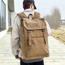 New Canvas Backpack Men Computer Bag Trendy Business Backpack Student Leisure Schoolbag Trend Large Capacity Travel Outdoor Bag