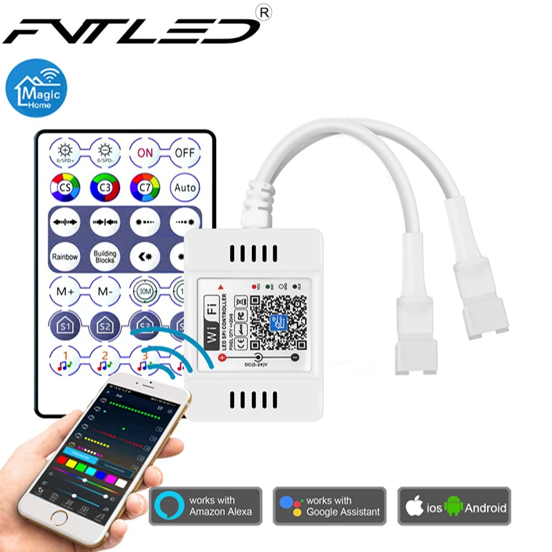 FVTLED WIFI LED Lights Controller Magichome APP Remote Control Single RGB RGBW CCT Lights Strip 5V 12V 24V For Alexa Google Home