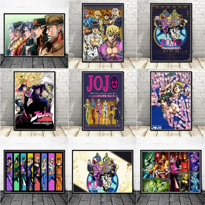 Pintura en lienzo de JoJo S Bizarre Adventure Manga, carteles e impresiones de acción de Anime japonés, imagen artística de pared para sala de estar, decoración del hogar