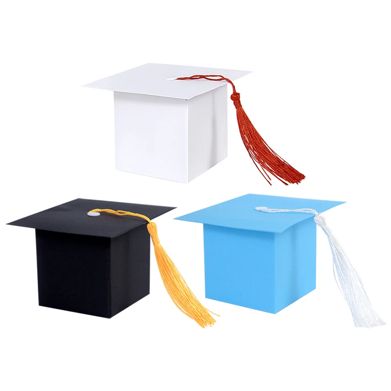 5Pcs Graduation Candy  Chocolate Box Black White Bachelor Hat Gift Boxes 2024 Congrats Grad Graduation Party Decoration Supplies