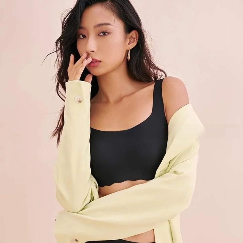 

Basic Solid Color Seamless Jelly Bra Underwear Support Underwear for Women Slim Vest Wireless Bra Lady