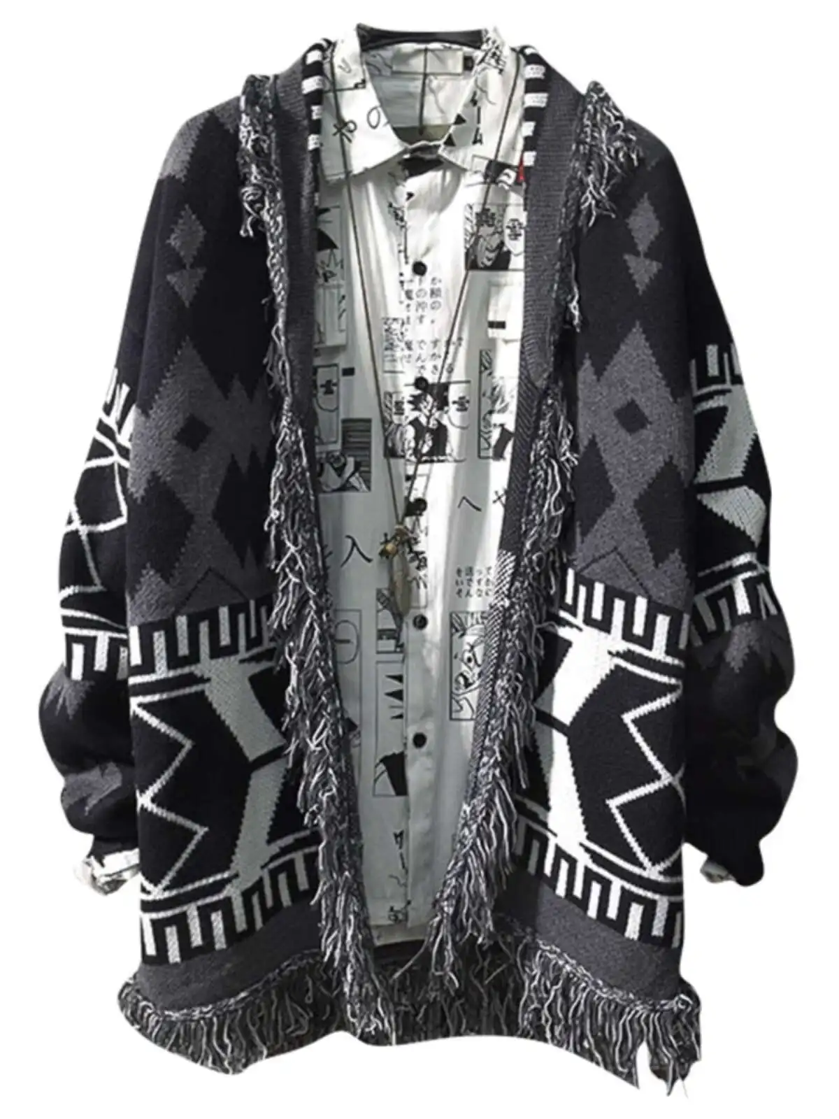 Autumn And Winter Ethnic Style Knitted Sweater Chinese Style Cardigan, Korean Casual V-neck Internet Famous Sweater, Men's Coat