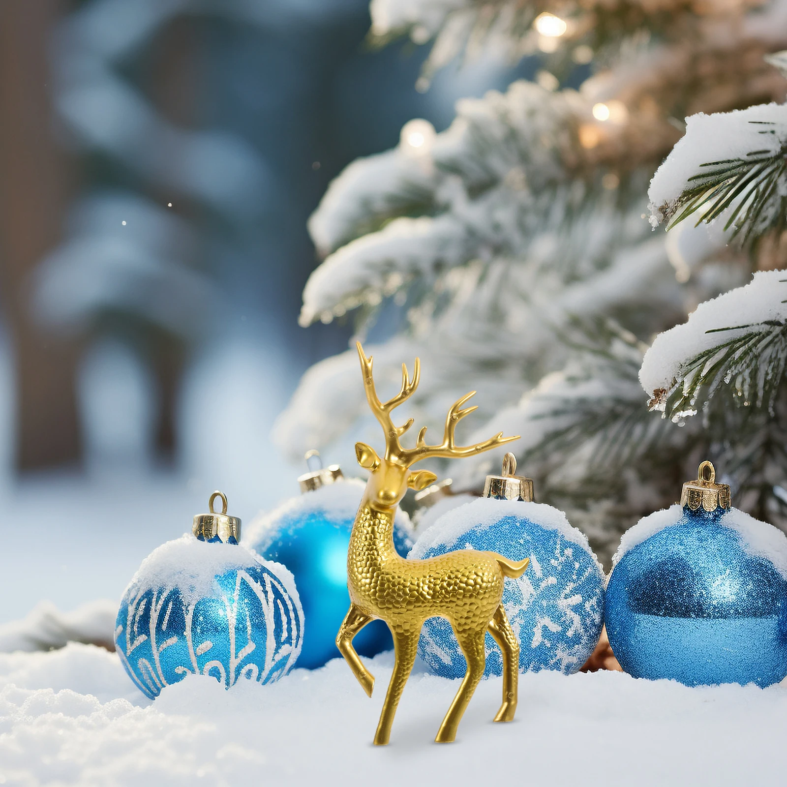 

6pcs Reindeer Decoration Adorable Plastic Figurines Christmas Party Elk Statues Home Festive ornaments DIY Decorations Holiday