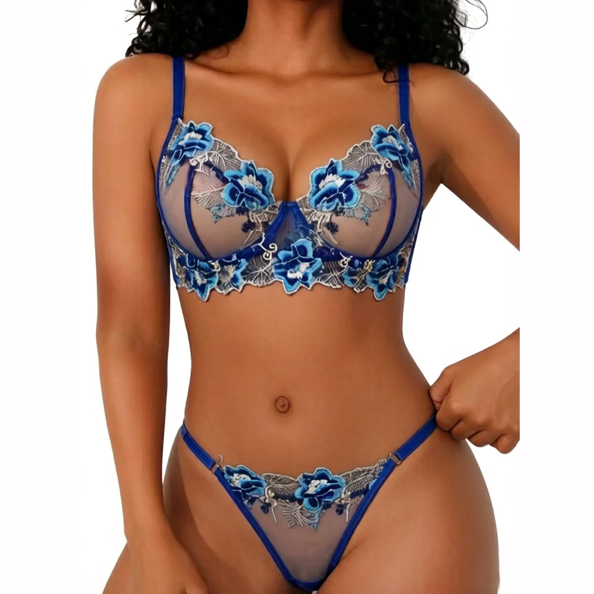 Sheer Mesh Bra - Conjunto de Lingerie de Luxo com