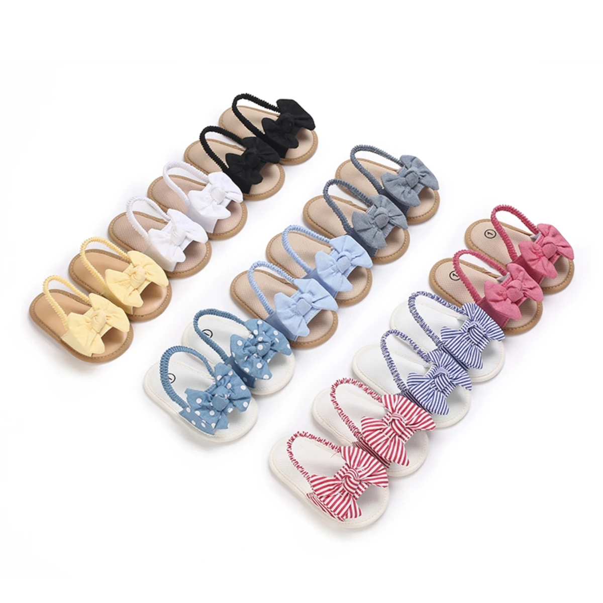 NEW 0-18M Summer Cute Bow Newborn Baby Shoes Non-slip Cloth Bottom Shoes For Girls Elegant Breathable Baby First Walking Shoes