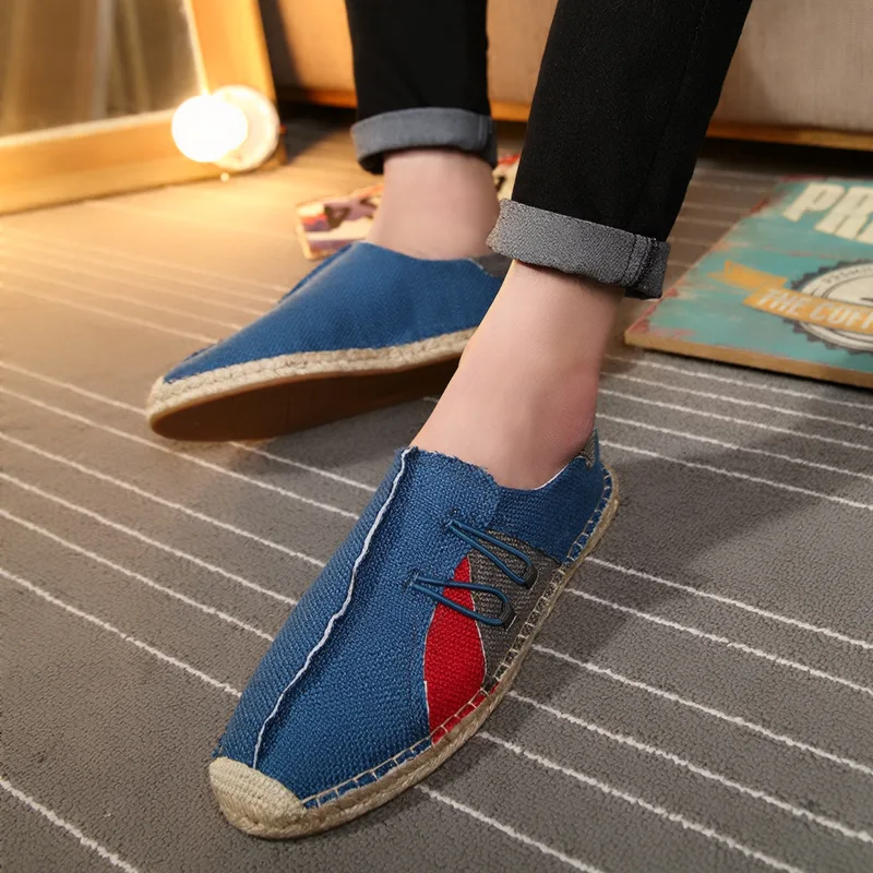 Summer Linen Breathable Casual Flats Shoes Mens Espadrilles Loafers Fashion Men Canvas Shoes Fisherman Shoe Driving Footwear