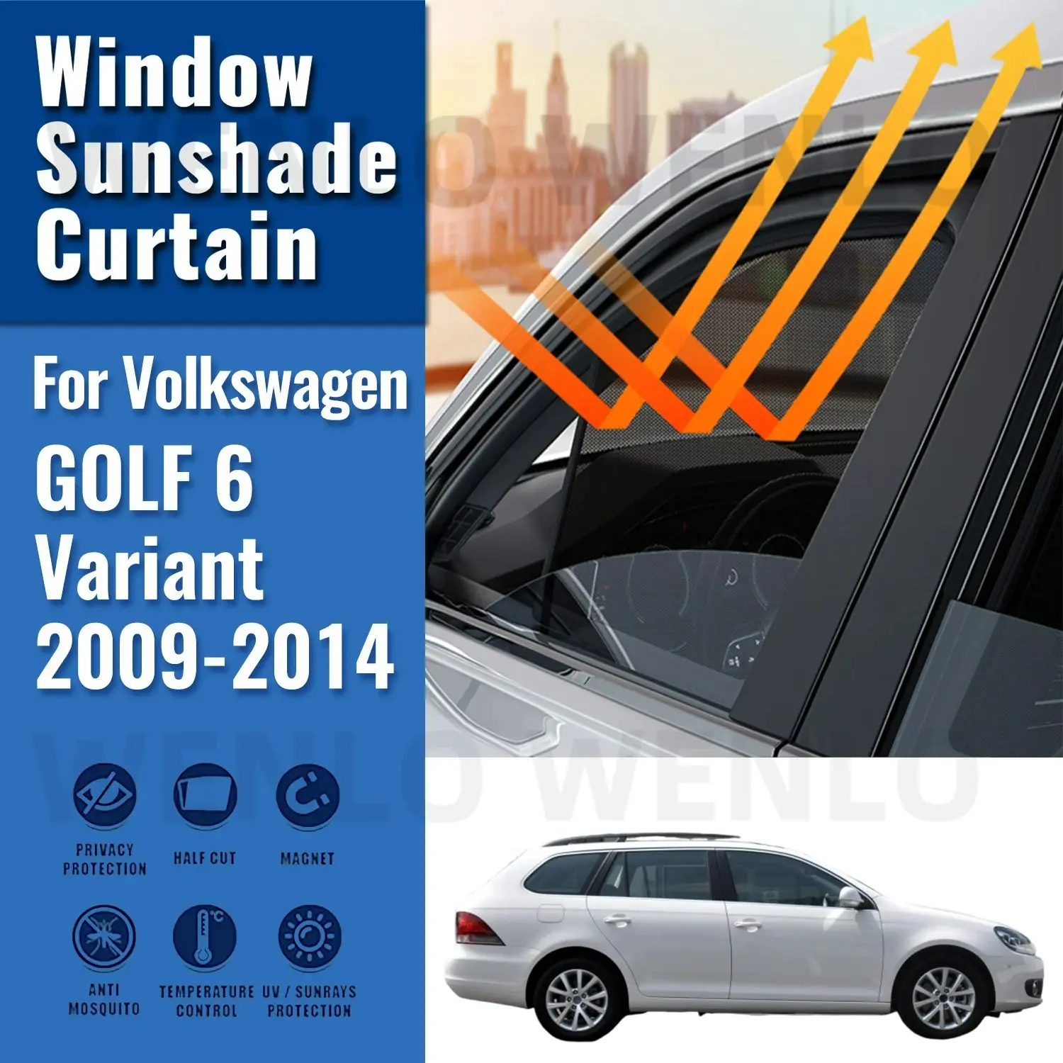 

For Volkswagen VW GOLF 6 Variant 2009-2014 Magnetic Car Sunshade Front Windshield Curtain Rear Side Window Sun Shade Shield