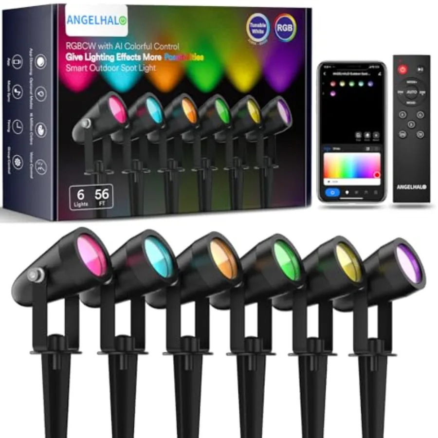 

Умные ландшафтные прожекторы низковольтные, IP65, водонепроницаемые, для улицы, совместимые с управлением через приложение/голосом/Алекса, с изменением цвета