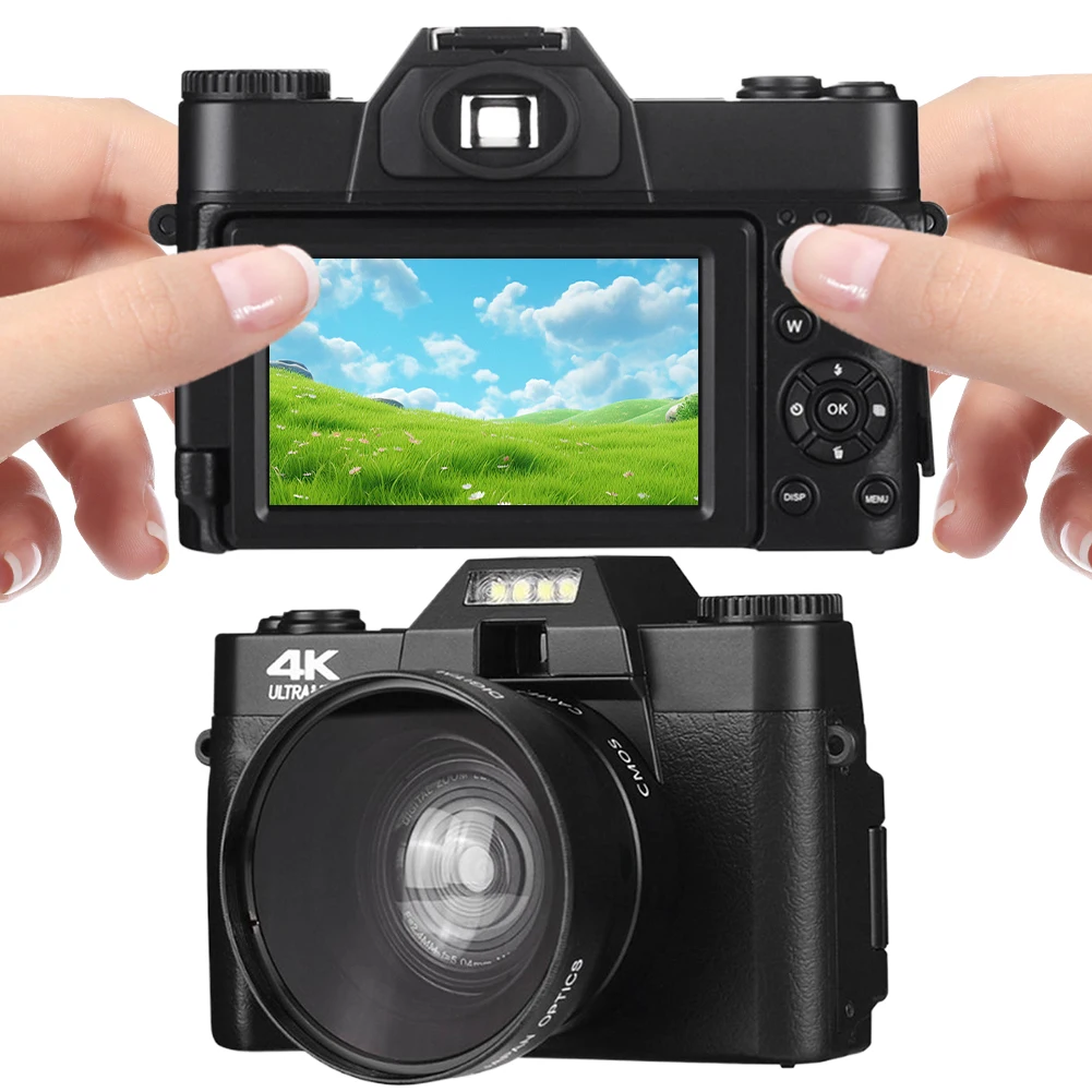 

4K 16X 48MP Vlogging Camera Flip Screen Digital Zoom Camera Detachable Wide Angle Recorder for Live Video Call Online Meeting