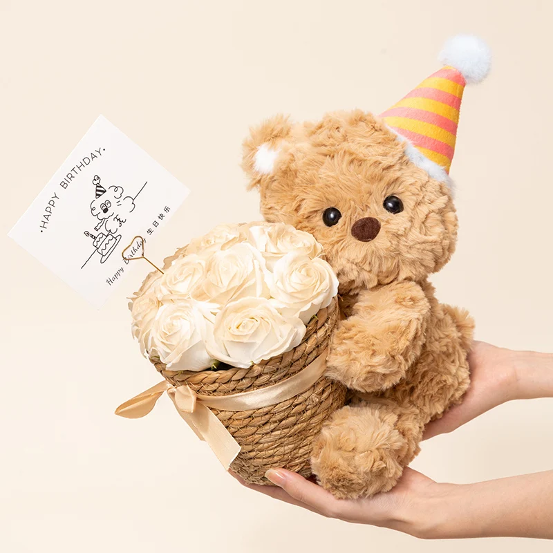 만화 귀여운 곰 인형 고품질 꽃바구니 곰 선물 상자 곰 홈 장식 발렌타인데이 여자친구 선물