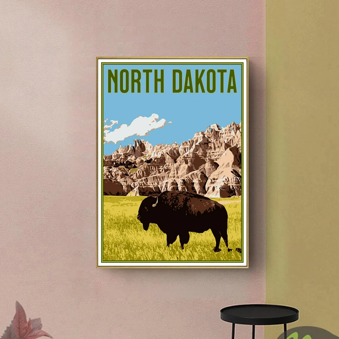 North Dakota Travel Poster, Vintage Style Poster,Home, Wall Art, Travel, Vacation, Home State, Souvenir, Frame Not Included