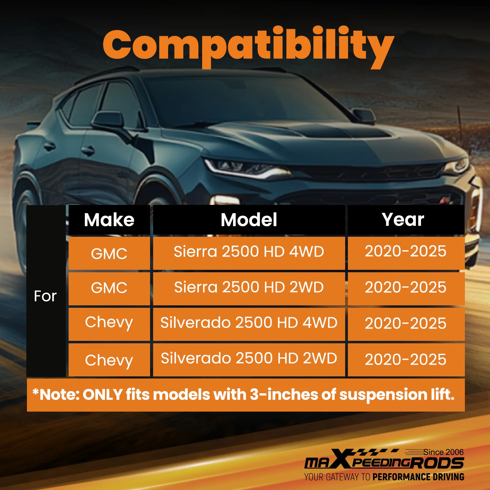 

3-дюймовые верхние рычаги подвески (левый и правый) для Chevrolet GMC 2500HD 2020-2025 2WD 4WD