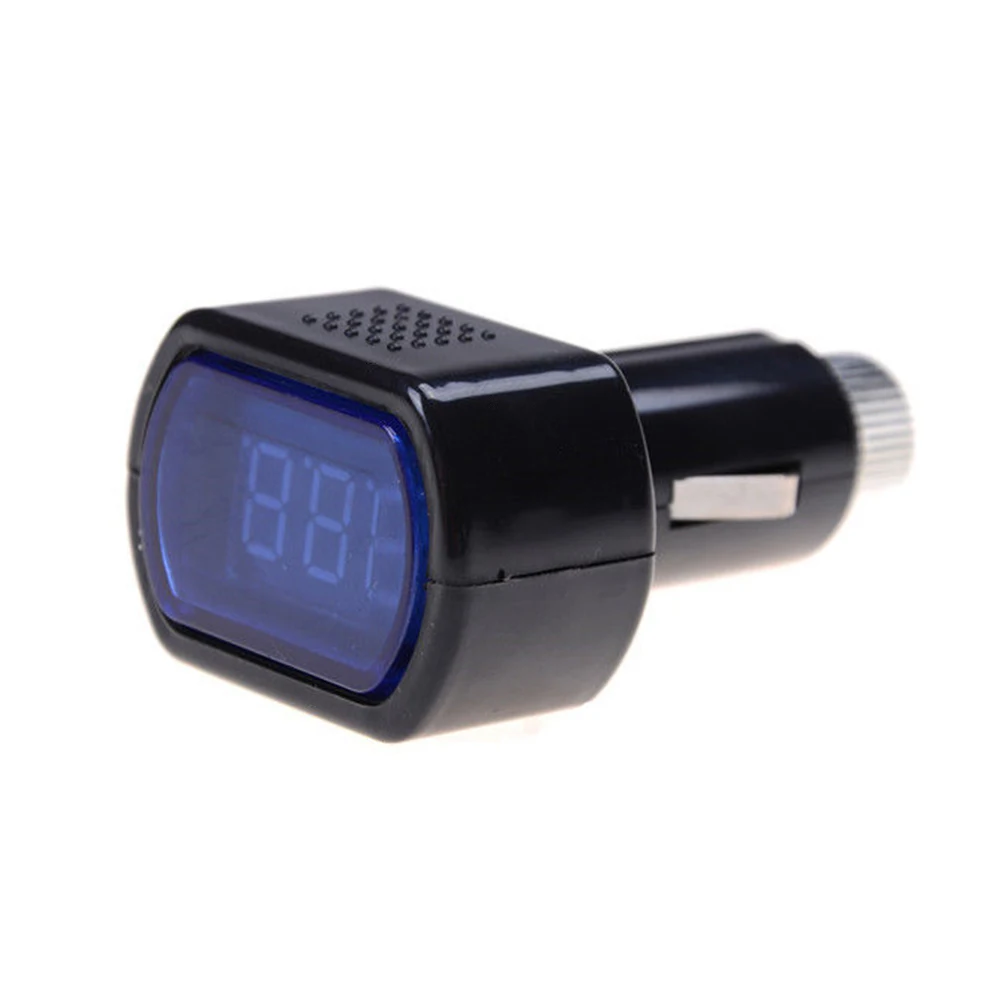Car Battery Monitor Voltmeter Mini Cigarette Lighter Electric Voltage Meter LED Digital Built-in Fuse for DC 12V 24V Cars