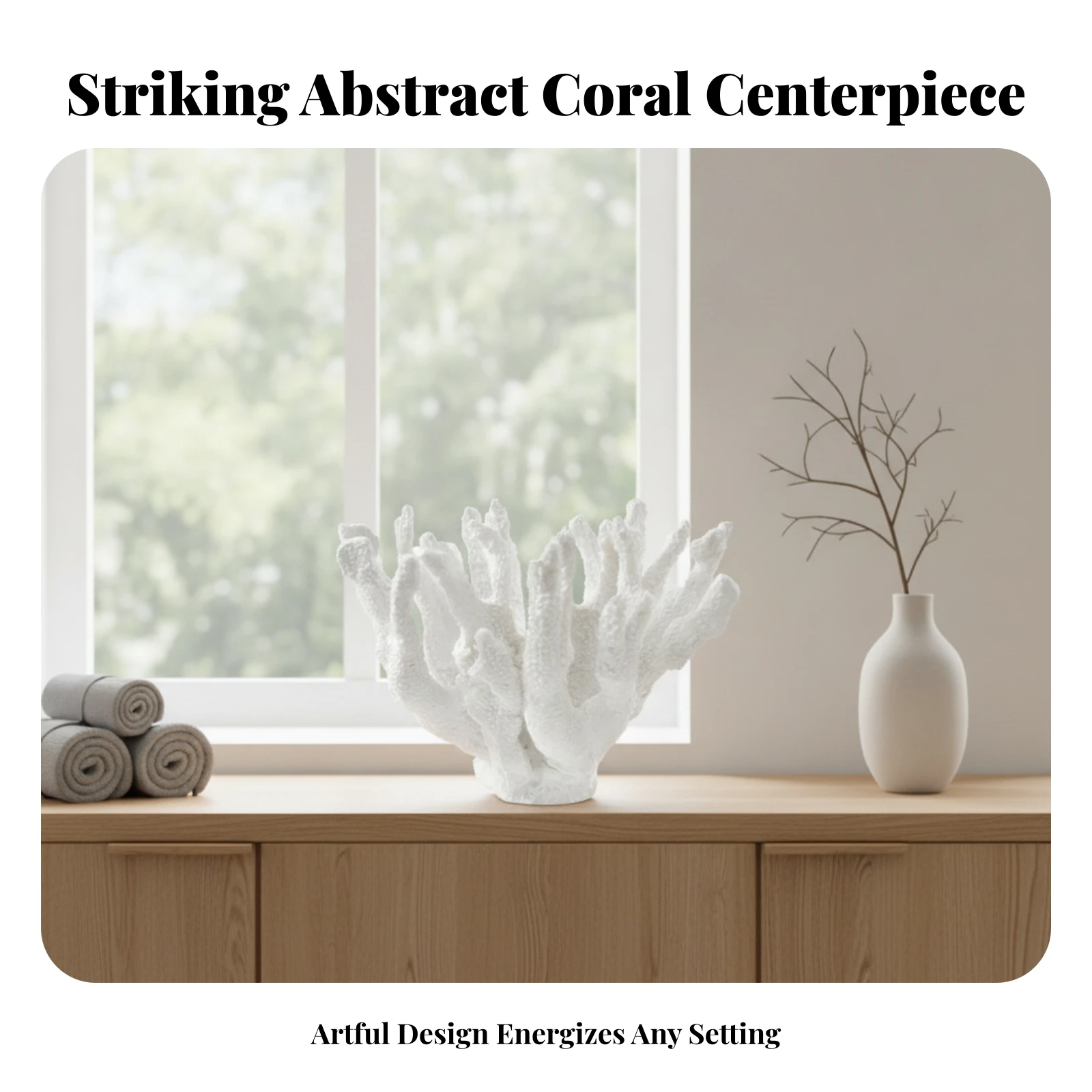 Resin Coral Sculpture Textured Surface Coral Sculpture Resin Decor Irregular Shape Ocean-Inspired