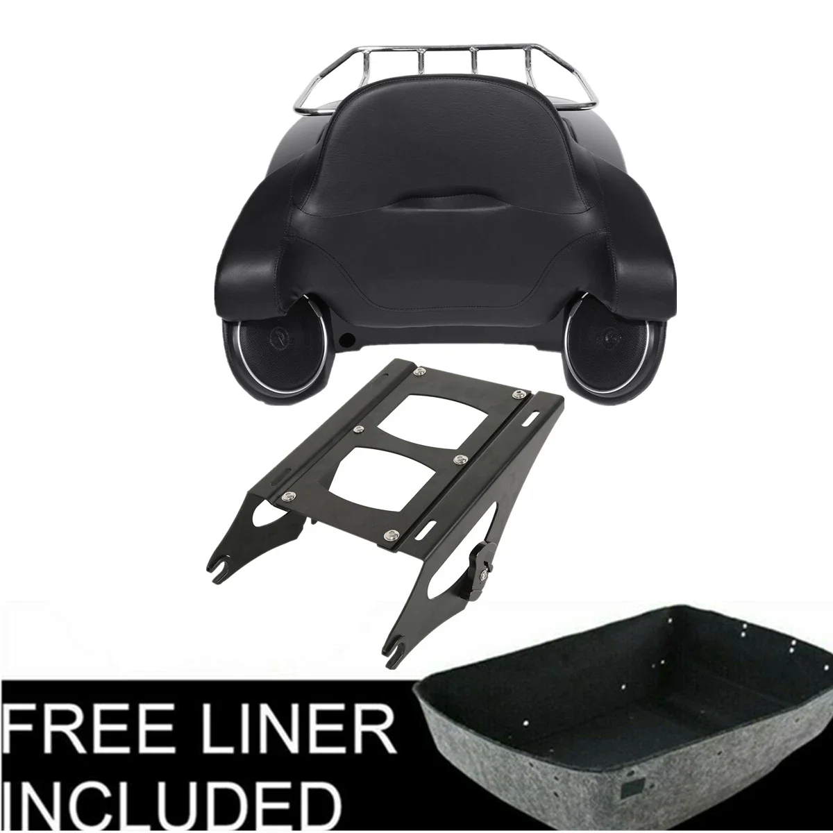

Motorcycle King Trunk Backrest Speakers Rack For Harley Touring Road King Electra Glide 2014-2025