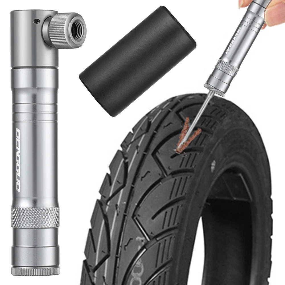 

CO2 Bicycle Pump with Tubeless Tire Repair Tool Schrader & Valve Portable Tire Inflator Aluminum Alloy for MTB Road Bike