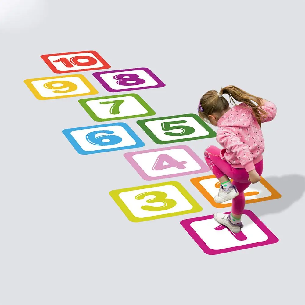 Waterproof Nursery Decals Home Decoration Cartoon Number Grids Parent- Gift Floor Stickers Hopscotch Game