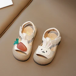 Girls' Baotou Sandals 2024 Summer New Cute Princess Shoes Children's Hollow Soft Sole Baby Walking Shoes 8817