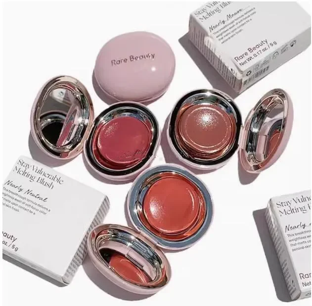 Seltene Beauty-Rouge-Creme, 5 g, nahezu neutral, lila, nah Rose, wasserfest, 3 Farben, Rouge-Creme, Make-up, kosmetische Wimpernpinzette