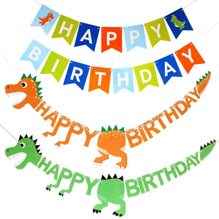 Dinosaur Happy Birthday Garland Banner Roar Dino Party Balloons Jungle Animal Safari 1st Kids Birthday Party Decoration Supplies