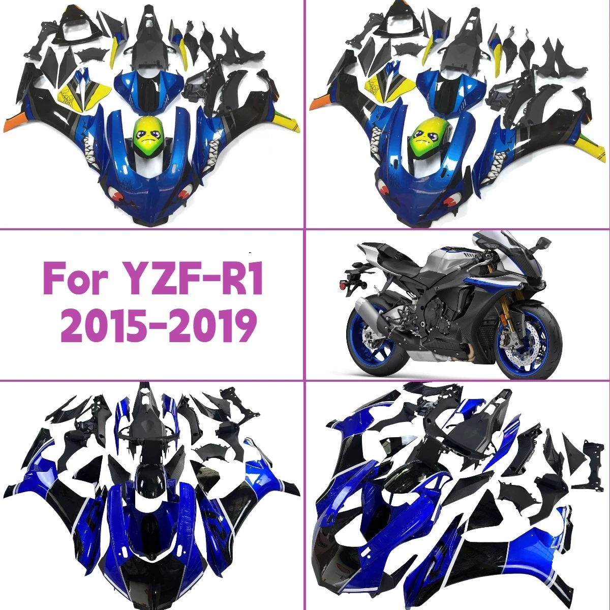 

Fit for 2015-2019 Yamaha YZF R1 Blue Fairings Full Injection Plastic Motorcycle Body Cover 15-19 YZF-R1 Fairing Set
