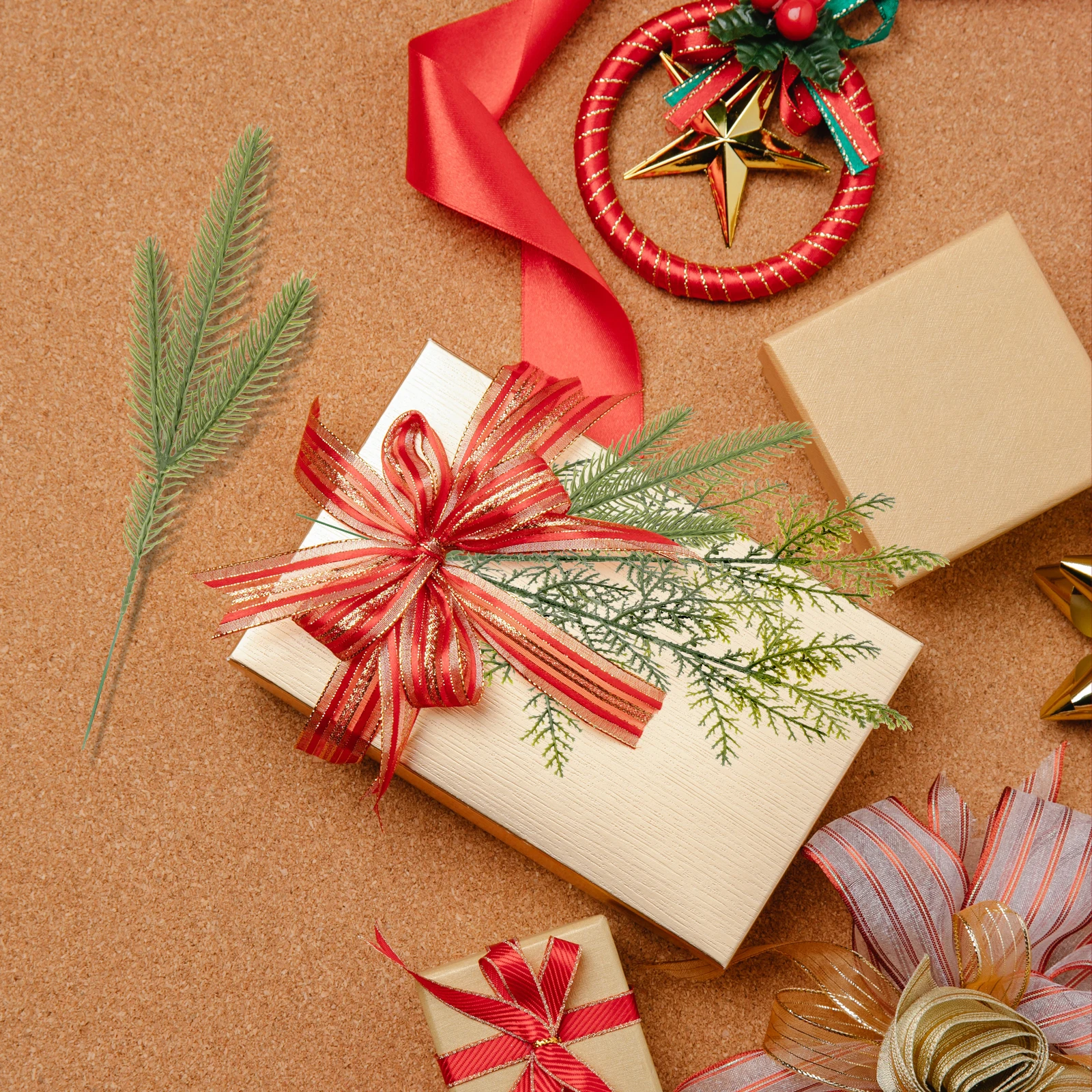 

10Pcs Artificial Pine Needle Branches Christmas Tree Picks for Holiday Wreath Garland Floral Arrangements Christmas Picks