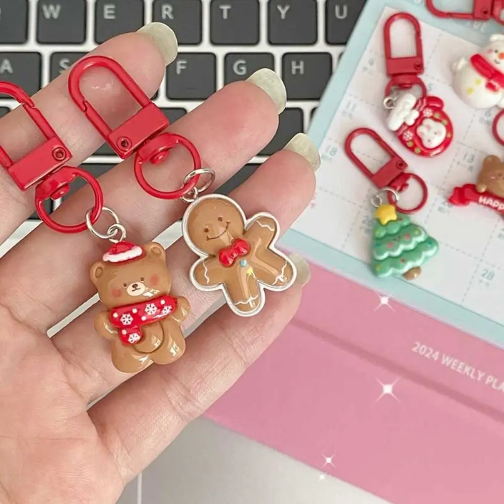 Gingerbread Man Xmas Santa Claus จี้ Elk กระเป๋าเป้สะพายหลัง Charms คริสต์มาสเรซิ่น Key Chain แหวนเครื่องประดับ Snowman