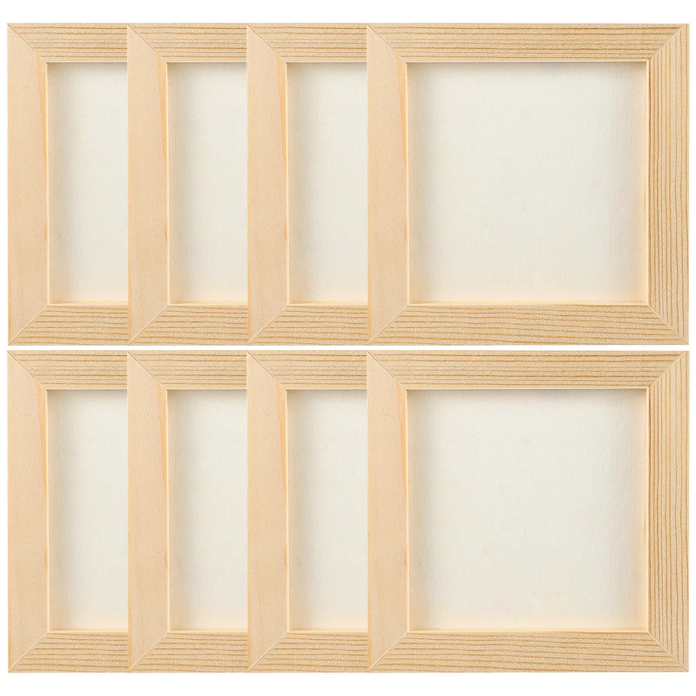 8 Pcs Clay Picture Frame Photo Scale Blank Mini Painting Frames Wooden Craft Small Child