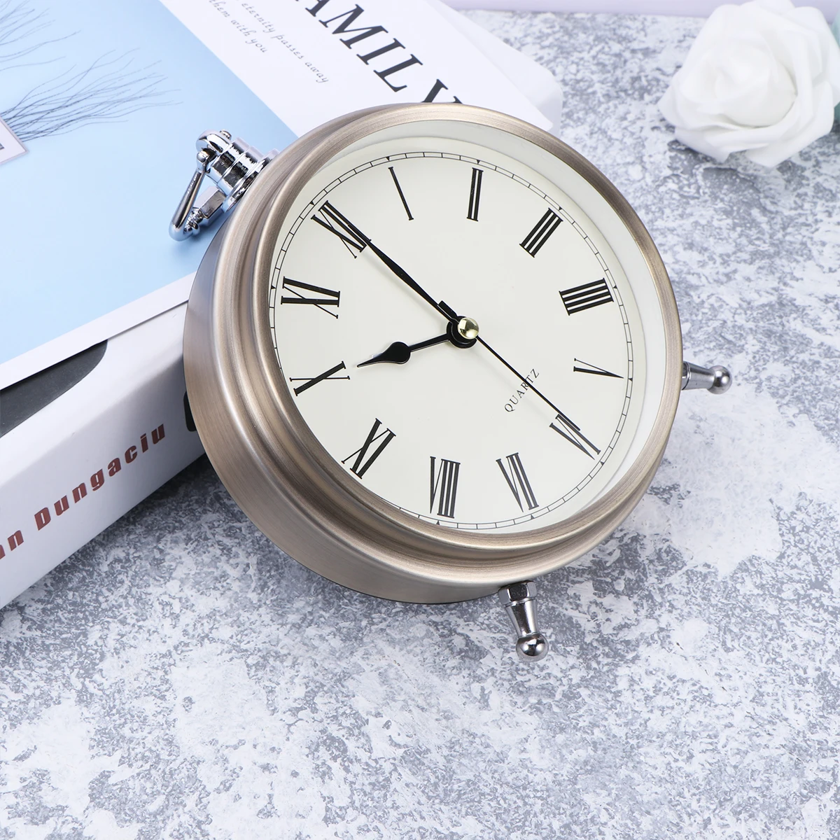 

Metal Alarm Clock Silent Desk Table Mute Night Light Room Decoration Attractive