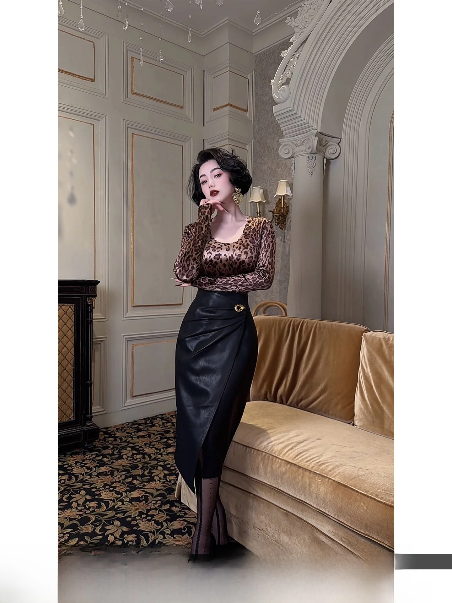 

Женская кожаная юбка-карандаш с высокой талией, облегающая, для офиса и повседневной носки, новинка Весна 2026