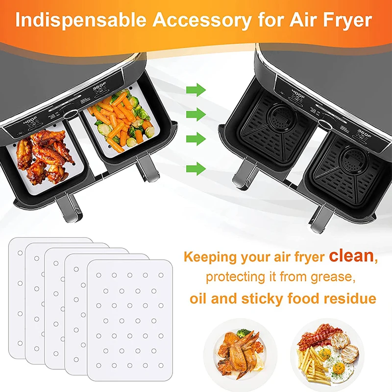 50/10 pcs Air Fryer Paper Baking Paper Oil-absorbing Paper for Ninja Foodi Smart FG551 Air Fryer Accessories Food Barbecue Mat