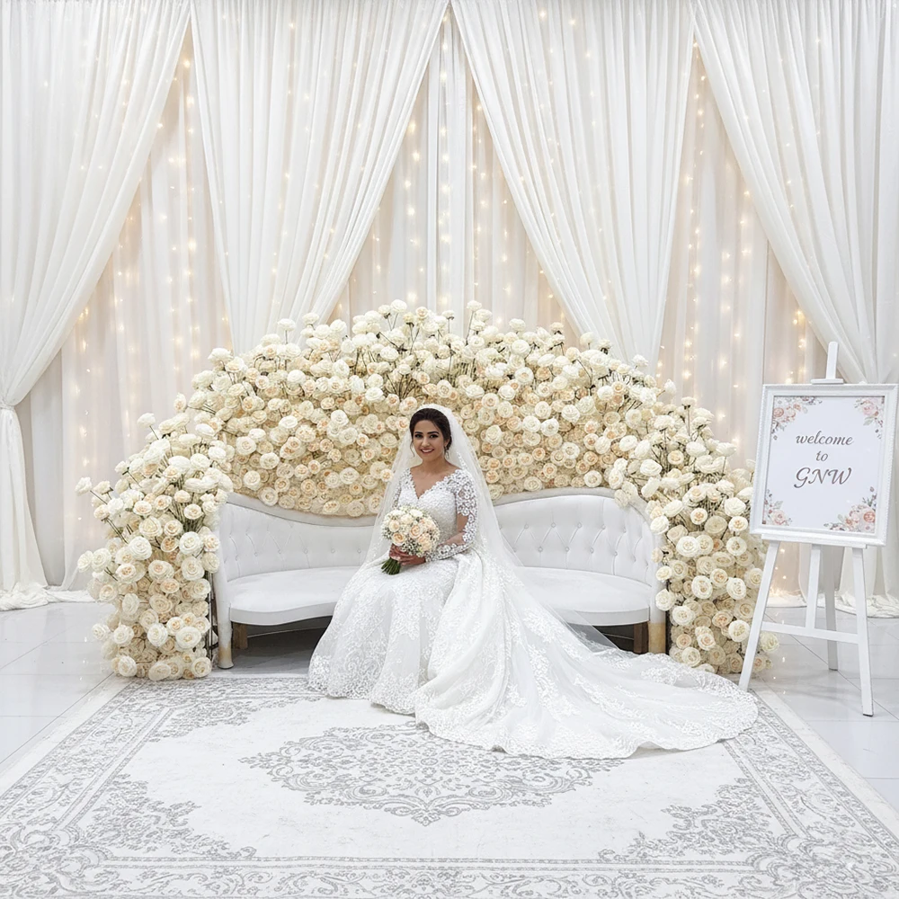 

Hot Selling Quality Artificial Silk Flowers Runner For Wedding Decoration Sofa Backdrop