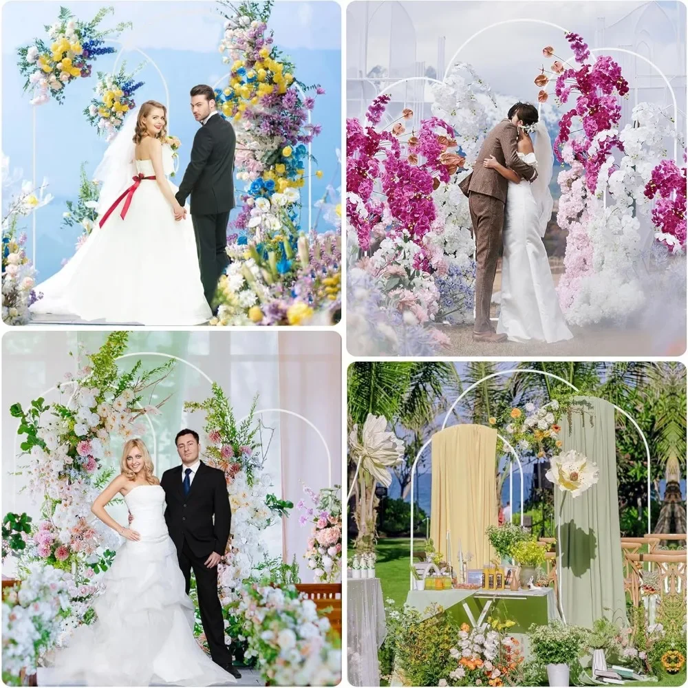 Wedding Arch Stand Set of 3 (7.2FT, 6.6FT, 6FT) White Metal Arched Backdrop Frame for Ceremony Parties Garden Balloon Decoration