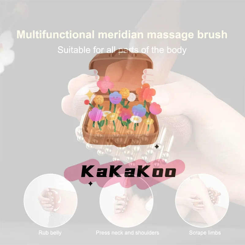 

Brass Bead Massage Gua Sha Comb Meridian Brush Handle Point Massager Brush Durable Chinese SPA Acupoint Massage Tool