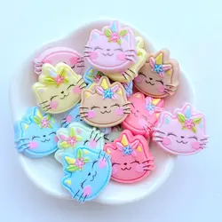 10Pcs New Mini Cute One Horned Cat Flat back Resin Cabochons Scrapbooking DIY Jewelry Craft Decoration Accessorie