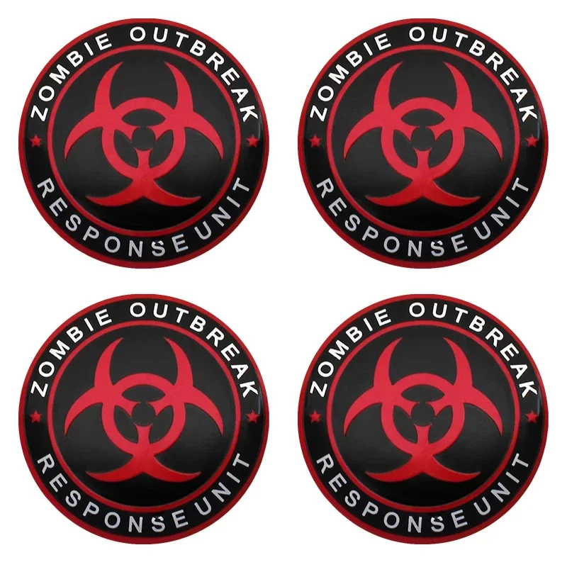 4Pcs 56mm Zombie Outbreak Emblem Car Wheel Center Hub Cap Stickers Rim Cover Badge For BMW Chevrolet Dodge Ford Honda Hyundai