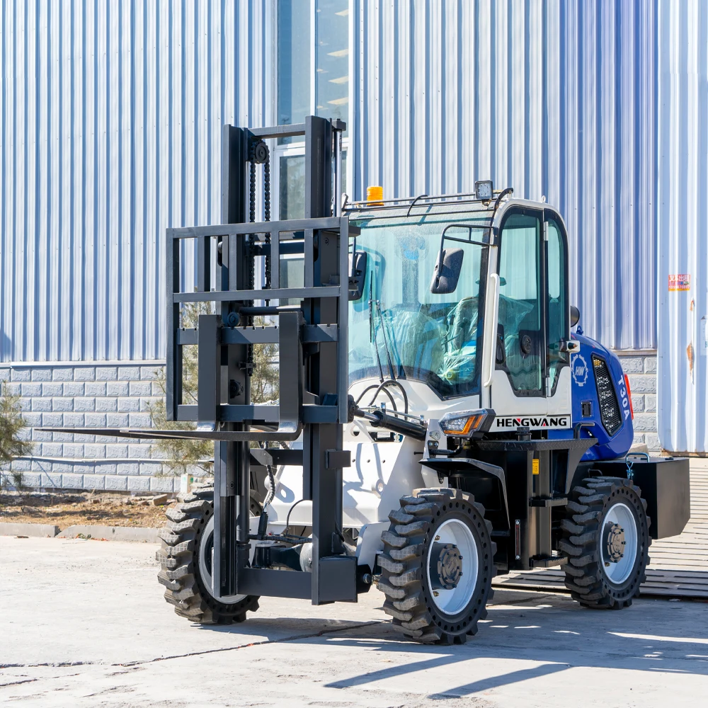 Off-road Wheel Forklift Diesel Engine All-terrain Off-road Small Forklift Engineering 3 T Diesel Forklift Support Customization
