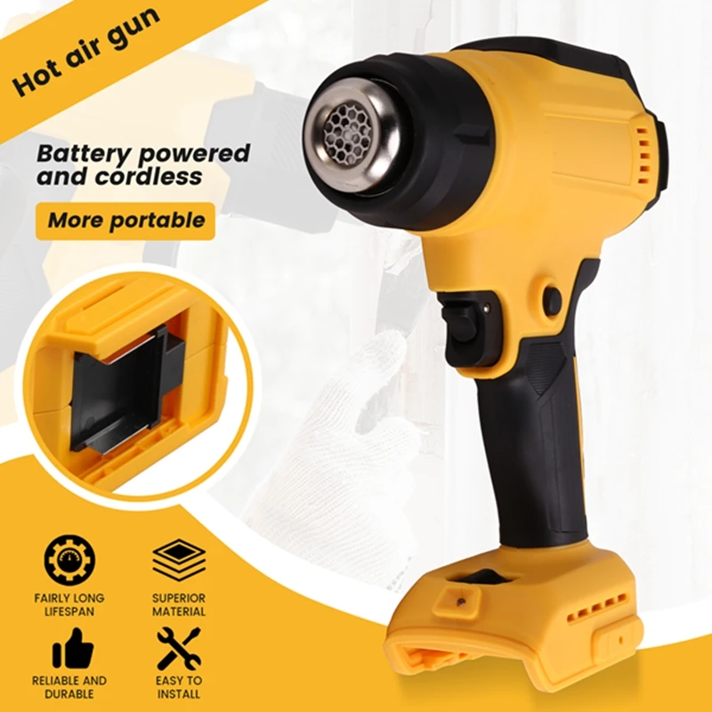 Cordless Heat Gun For Dewalt 20V Battery  Adjustable Temperature 122℉-1022℉ Portable Battery Heat Shrink Gun