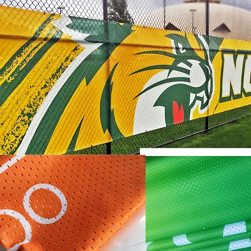 Customizable 140G Polyester Mesh Banners - Vibrant Digital Print, Windproof Outdoor Flags, Sports, Event, Fences, Walls, Parties
