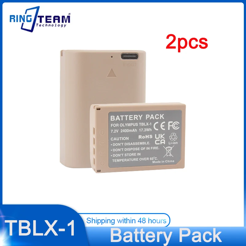 

2pcs For Olympus TBLX-1 Type Lithium-Ion Battery With USB-C Charging Port for OLYMPUS OM-1 2400mAh DSLR Camera Battery