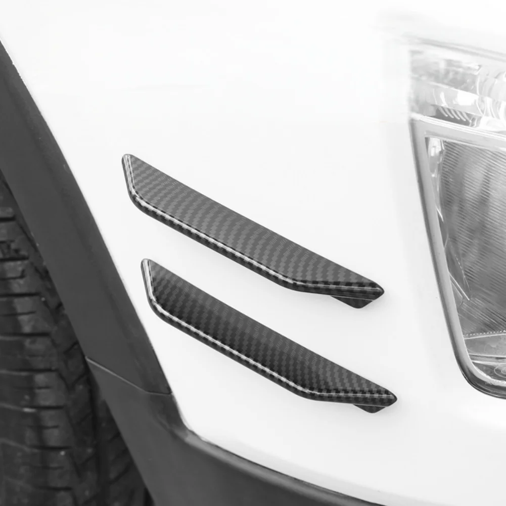 Bumper Side Fins Black Front Bumper Canards Lightweight Plastic Build Carbon Fiber Pattern Black Finish Design