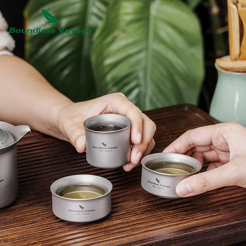 

30ml Titanium Tea Cup Double Wall Insulated Mini Mug Camping Hiking Travel Lightweight Durable Tea Cup Gift